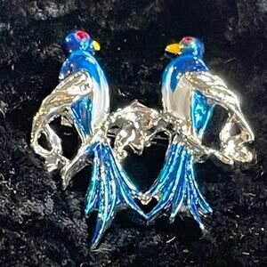 Bluebirds brooch pin